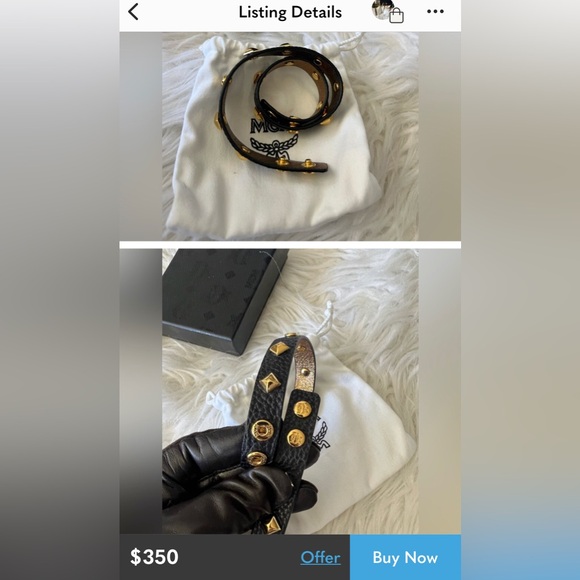 MCM Rockstar Dual Choker Necklace & Double Wrap Bracelet Red Leather Double Snap - Picture 11 of 14